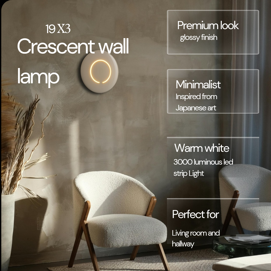 Crescent Wall Lamp – Modern LED Wall Light for Bedroom, Living Room & Studio | Ambient Accent Lighting(Adapter not included)