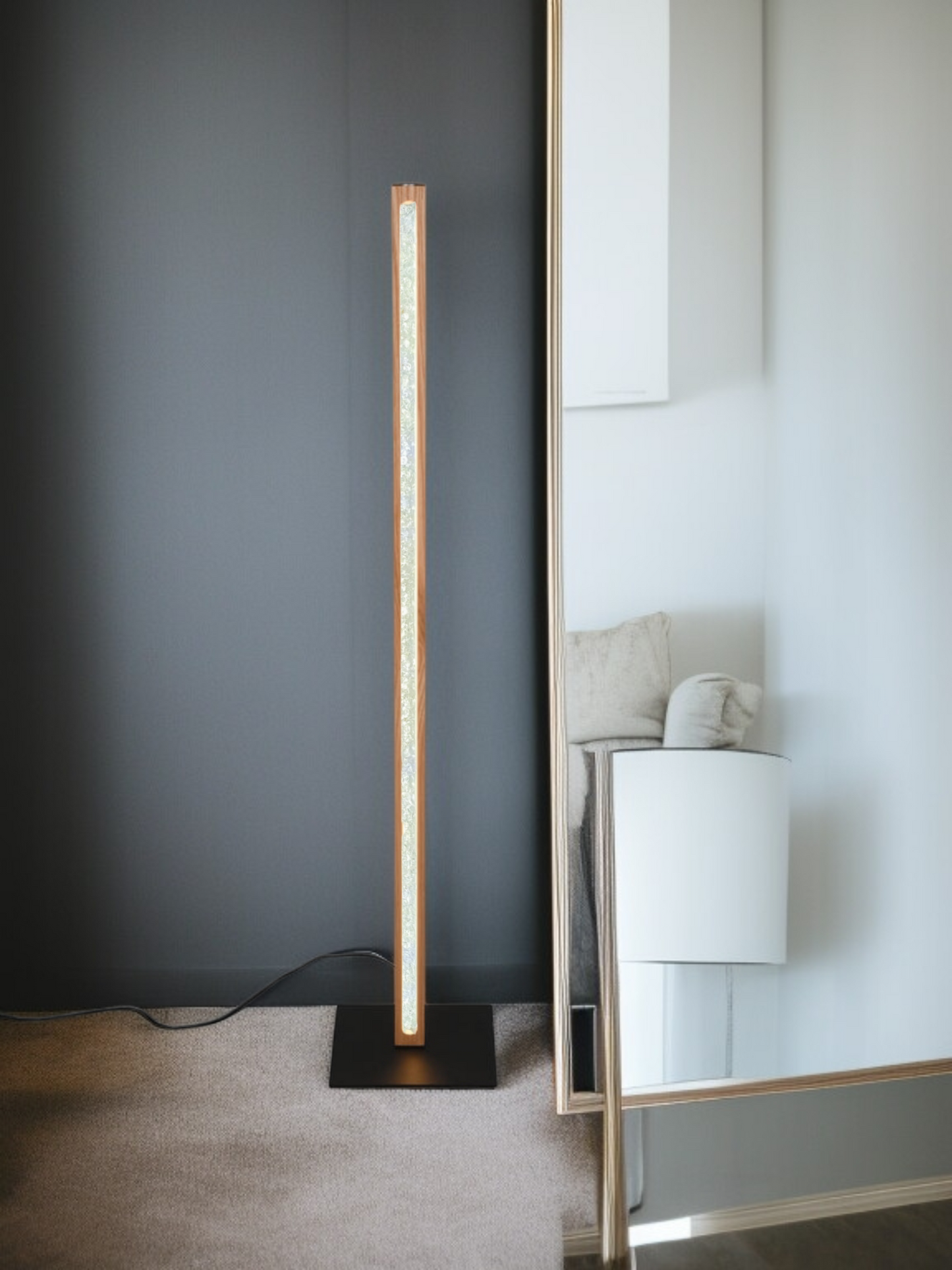 Modern Nordic LED Floor Lamp – Sleek Wooden Light for Cozy Spaces, wooden finish, Minimalist Nordic Lighting. ( Adapter not included) Buy 1 get 1 free.
