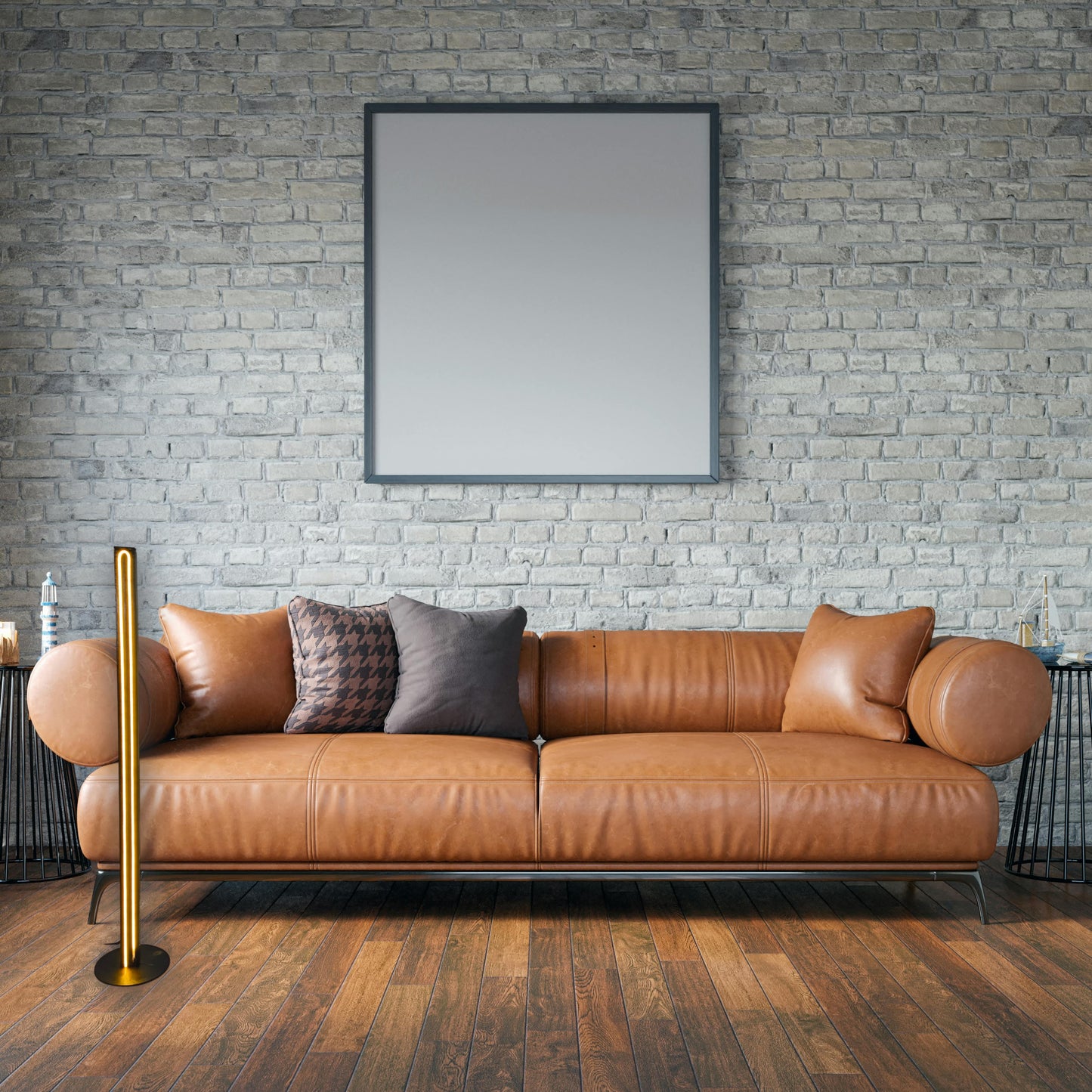 Scandinavian contemporary LED Floor Lamp, Wooden Floor Lamp in Black, elegant accent lighting for modern home, minimalistic standing slim floor lamp. (Adapter not included)