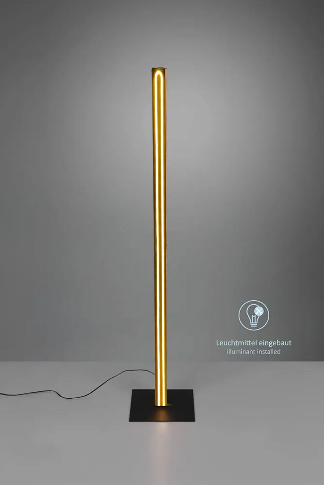 Scandinavian contemporary LED Floor Lamp, Wooden Floor Lamp in Black, elegant accent lighting for modern home, minimalistic standing slim floor lamp. (Adapter not included)