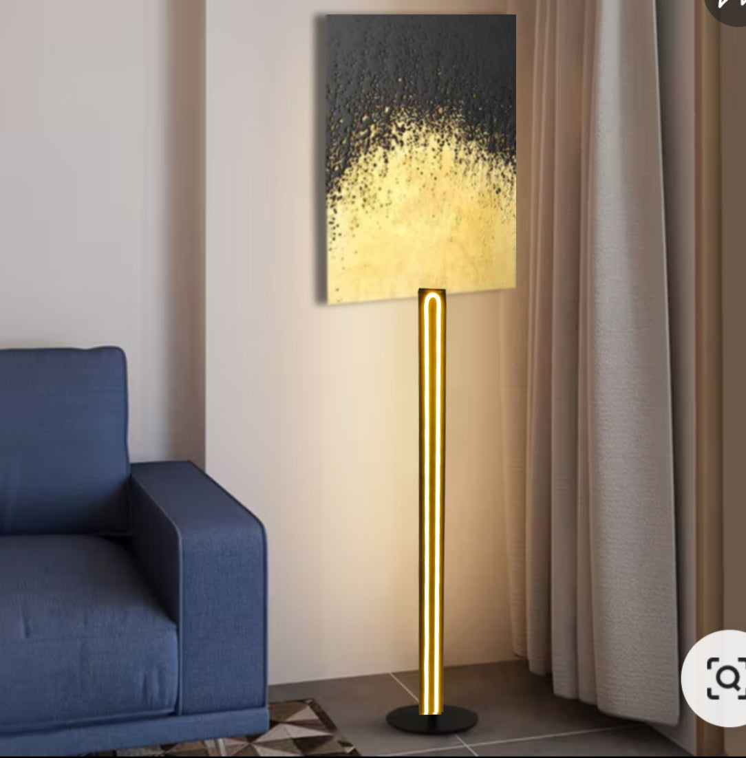 Scandinavian contemporary LED Floor Lamp, Wooden Floor Lamp in Black, elegant accent lighting for modern home, minimalistic standing slim floor lamp. (Adapter not included)