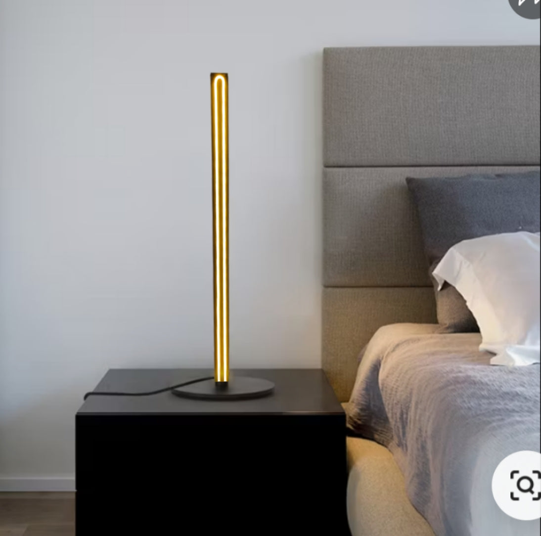 Scandinavian contemporary LED Floor Lamp, Wooden Floor Lamp in Black, elegant accent lighting for modern home, minimalistic standing slim floor lamp. (Adapter not included)