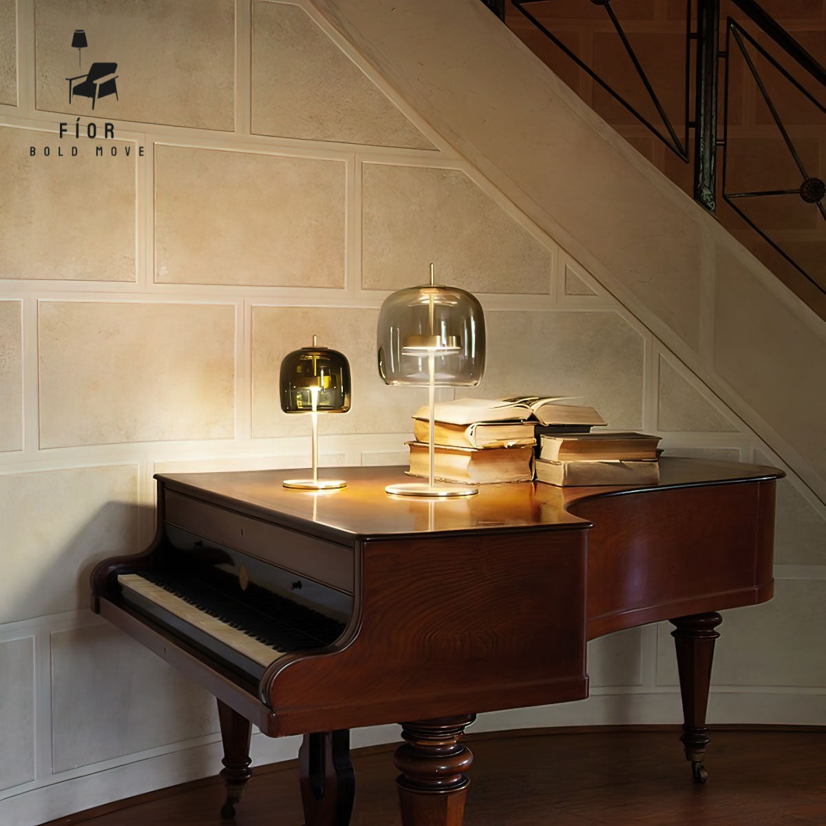 Cairo elegant table lamp, Glass lamp, ambient lighting, minimalistic lamp with adjustable light from 2000k to 6000k.