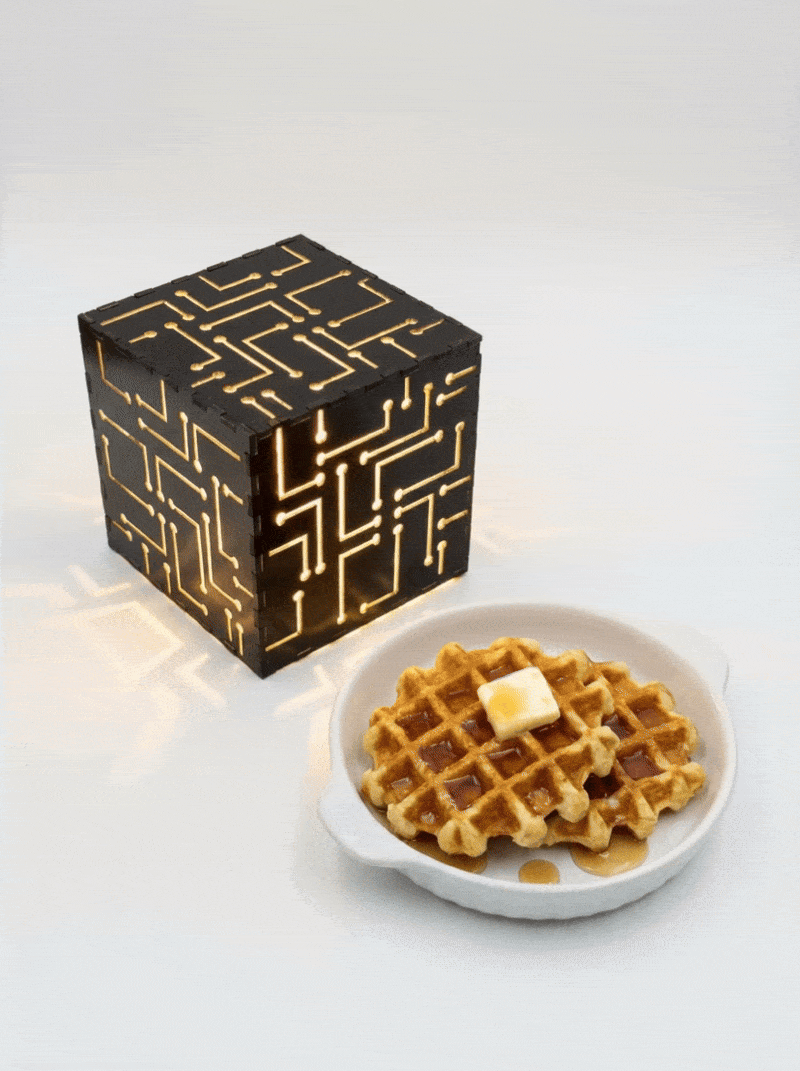 Tesseract Wooden Table Lamp – Geometric Handcrafted Lamp | Fíor India