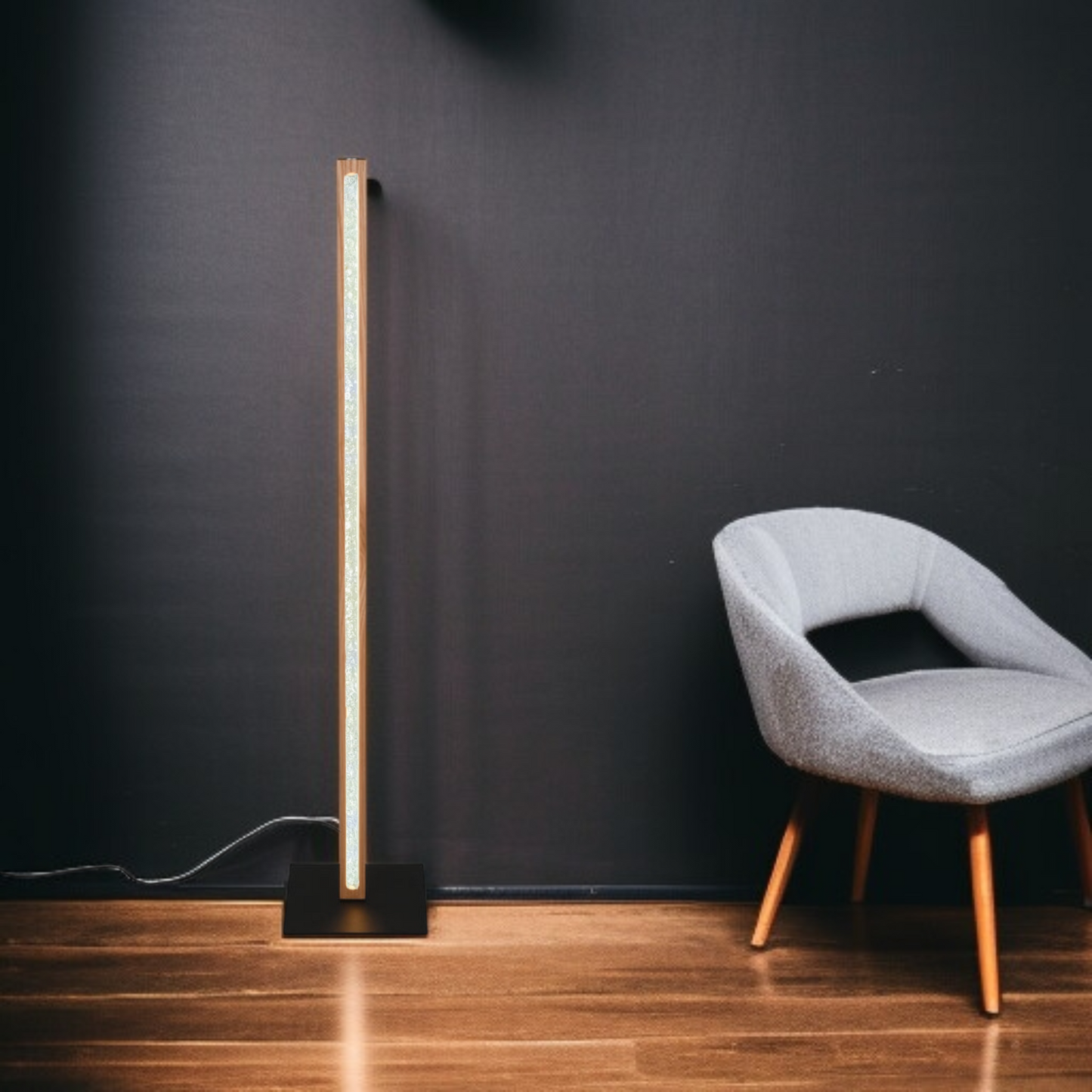 Modern Nordic LED Floor Lamp – Sleek Wooden Light for Cozy Spaces, wooden finish, Minimalist Nordic Lighting. ( Adapter not included) Buy 1 get 1 free.