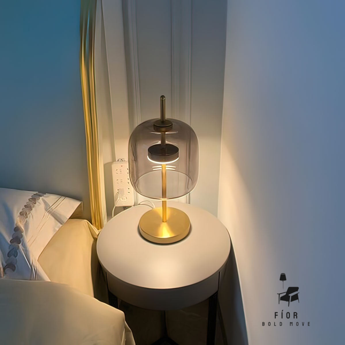 Cairo elegant table lamp,  Glass lamp, ambient lighting, minimalistic lamp with adjustable light from 2000k to 6000k.