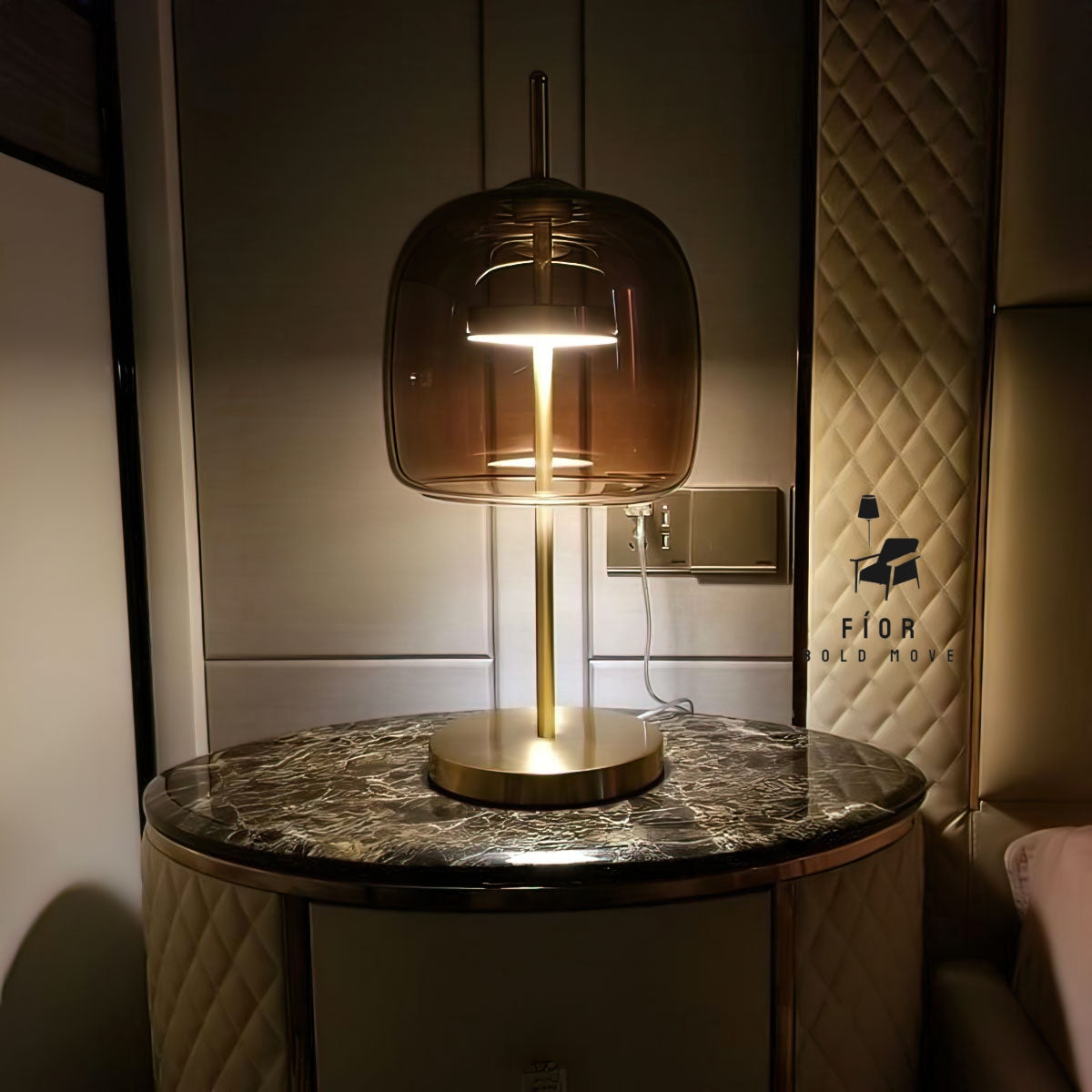 Cairo elegant table lamp,  Glass lamp, ambient lighting, minimalistic lamp with adjustable light from 2000k to 6000k.