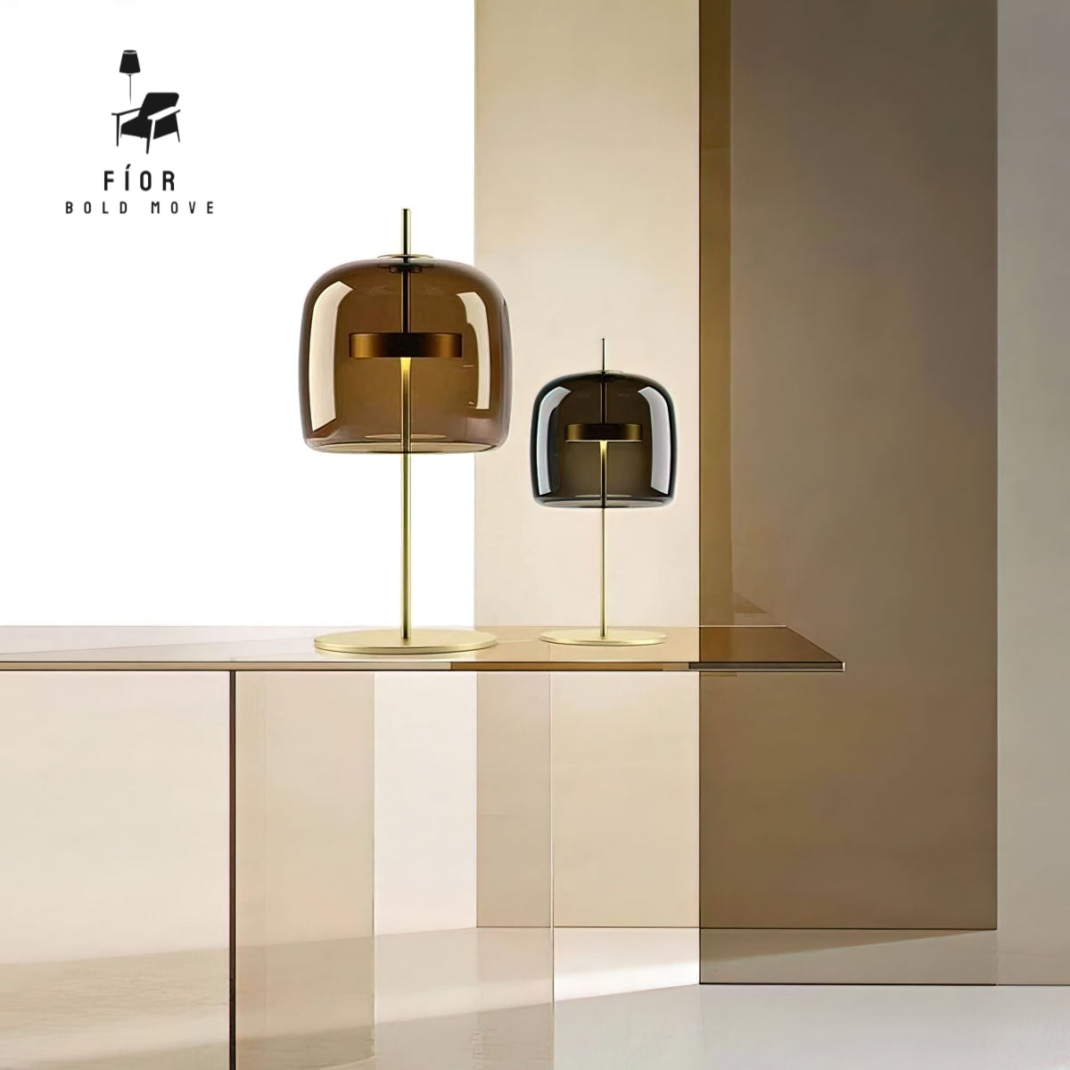 Cairo elegant table lamp,  Glass lamp, ambient lighting, minimalistic lamp with adjustable light from 2000k to 6000k.