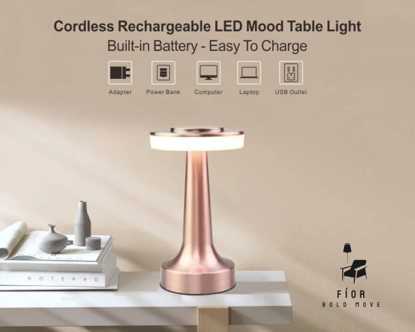 Starlight table lamp, cordless portable table lamp by Fíor