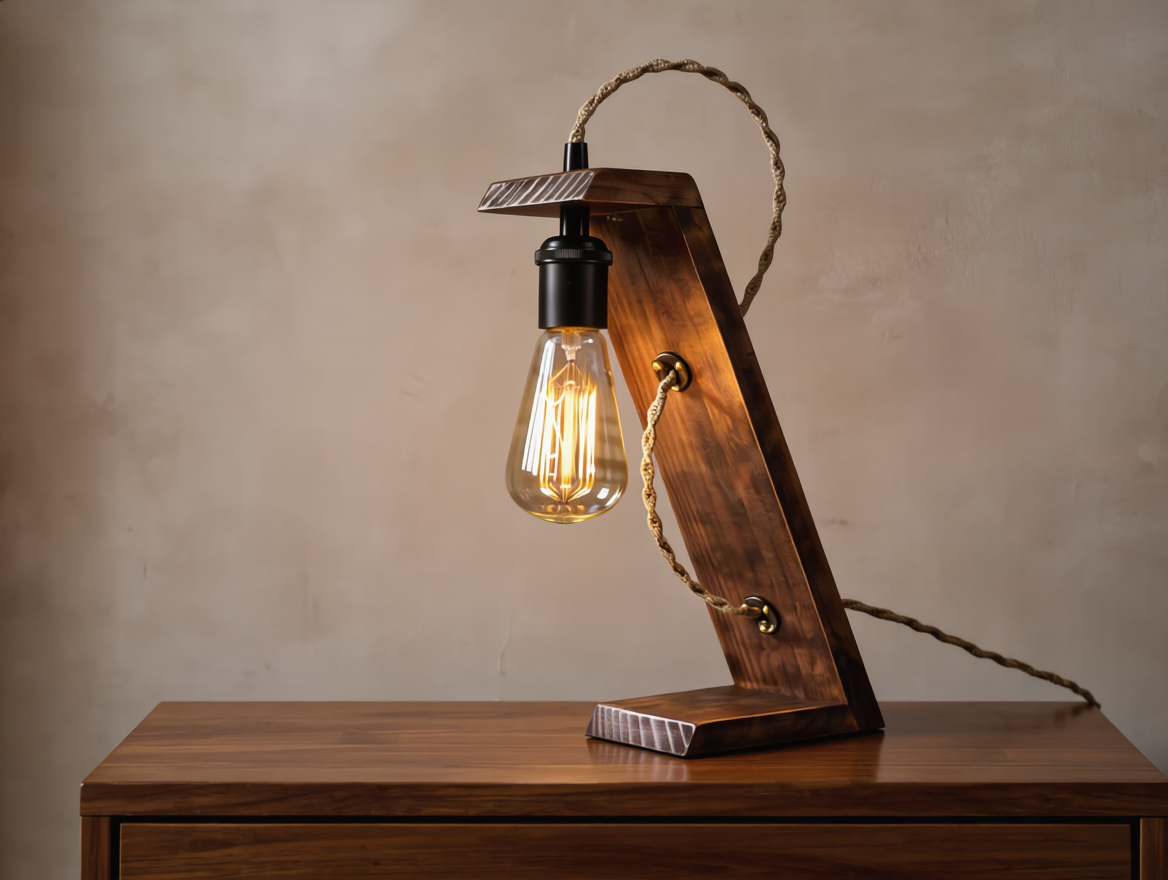 Apex Wooden Desk Lamp – Unique Handcrafted Table Lamp | Fíor India