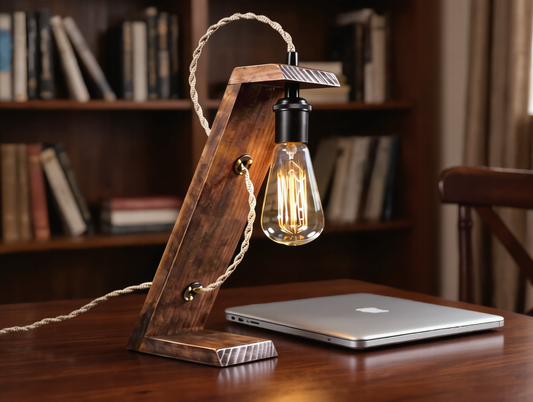 Apex Wooden Desk Lamp – Unique Handcrafted Table Lamp | Fíor India